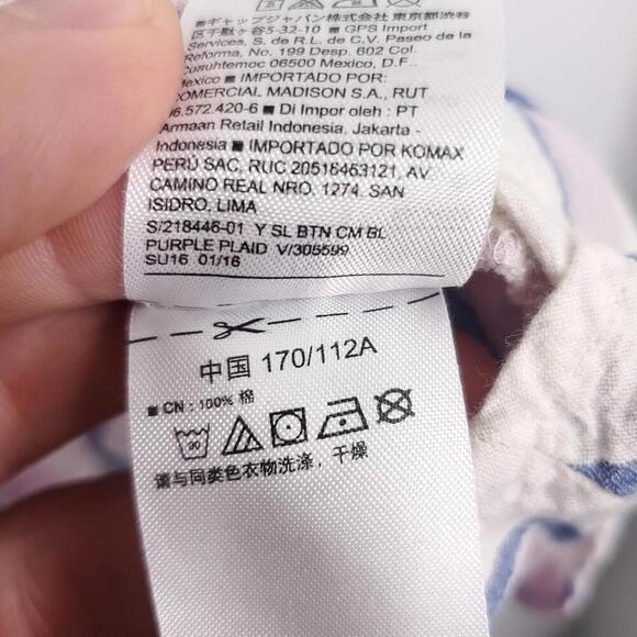 Old Navy Top Womens XL Peplum Button Front Plaid Flowy Summer Casual Purple - Picture 7 of 8